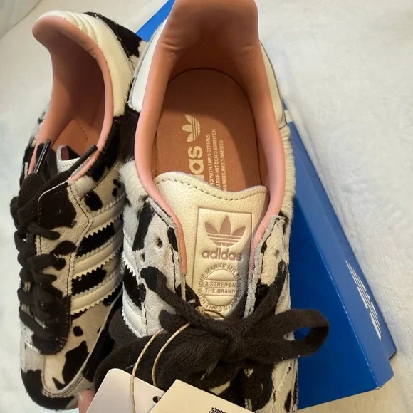 ADIDAS SAMBA OG Cow Print size 7.5 Women Sneakers Animal Print Gum Sole NWT - Picture 8 of 15